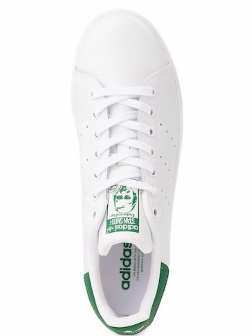 adidas Men's White Leather Sneakers with Green Heel Tab